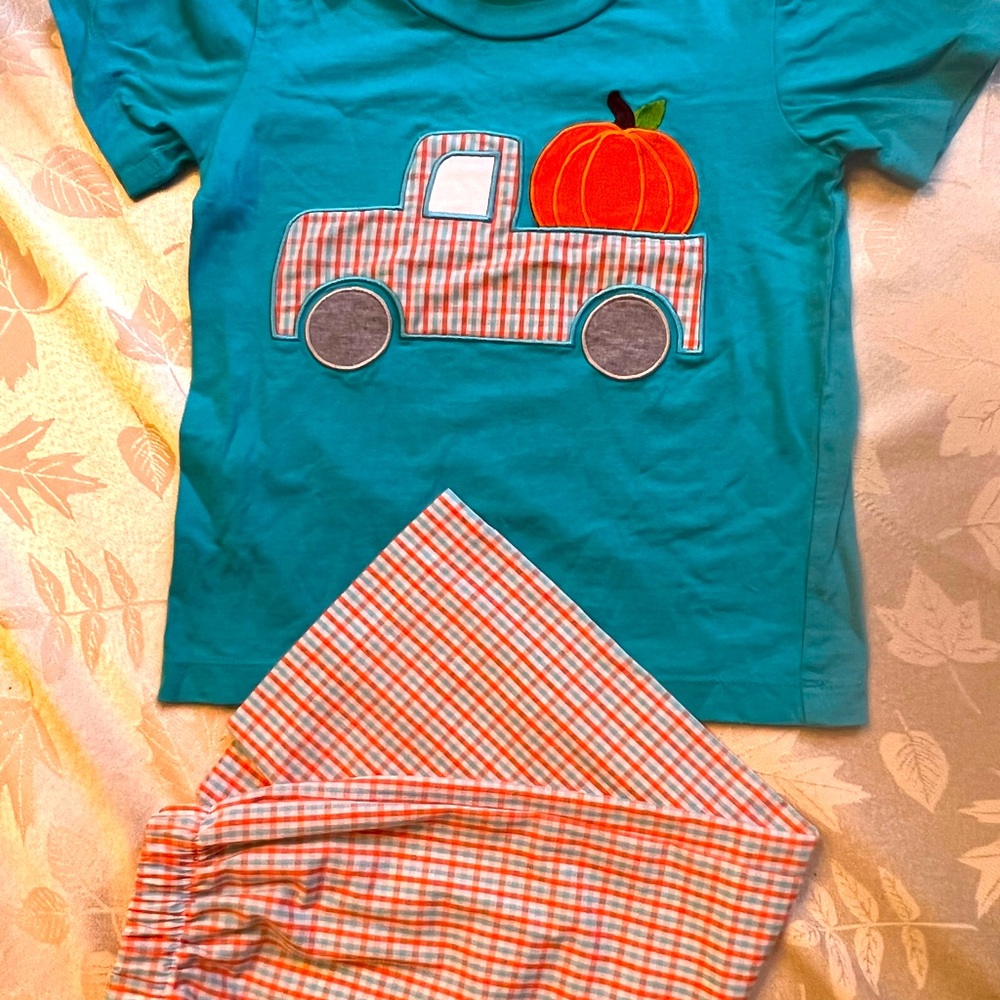 Boys Pumpkin Truck Appliqué Pantset